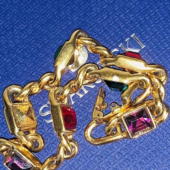 Vintage Gold Authentic Swan Swarovski Multi Crystals Bracelet - Picture 3 of 5
